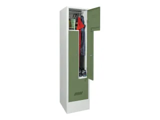 Z-garderobekast,HxBxD 1850x400x500mm,vak B 400mm,RAL7035,front RAL6011 - 2