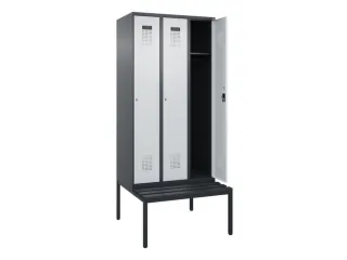 locker met bank,HxBxD 2120x900x815mm,3vak,vak B 300mm,cilinderslot - 1