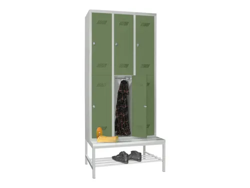 banklocker,dubbeldeks,HxBxD 2150x900x800mm,RAL7035,front RAL6011