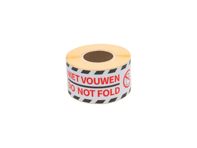 Waarschuwingsetiket Rillprint do not fold 46x125mm wit 250 stuks