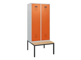 locker met bank,HxBxD 1950x800x815mm,2vak,vak B 400mm,cilinderslot - 2