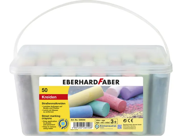 Stoepkrijt Eberhard Faber emmer met 50 krijtjes