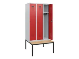 locker met bank,HxBxD 1950x900x815mm,3vak,vak B 300mm,cilinderslot