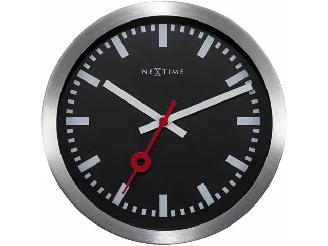 - Horloge murale / Horloge de table - Ø 35 cm - Aluminium - Noir - Br