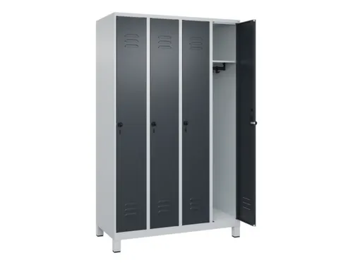 locker,HxBxD 1950x1200x500mm,4vak,vak B 300mm,draaigrendel,voeten
