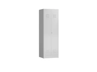 Lockerkast 1800x590x500mm 2 vakken, klinksluiting, RAL9003 - 1