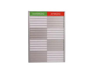 Menoor In-Uit bord 20 namen Aluminium Aanwezig/Afwezig Groen/rood - 1