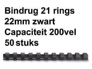 Bindrug Fellowes 22mm 21-rings A4 zwart 50stuks - 1