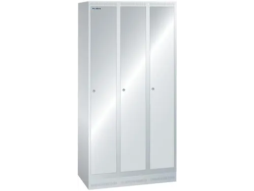 garderobekast,HxBxD 1800x900x500mm,3vak,vak B 300mm,cil.-slot,sokkel