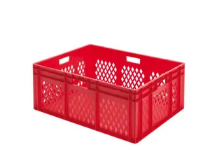 Euronorm Stapelkrat 320x800x600mm 127liter Rood Wanden Opengewerkt - 1