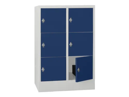 lockerkast,HxBxD 1187x800x500mm,2x3vakken,RAL7035,front RAL5010