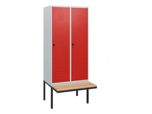 locker met bank,HxBxD 1950x800x815mm,2vak,vak B 400mm,draaigrendel