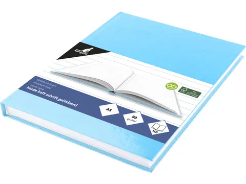 Schrift Kangaro A5 lijn hard cover pastel blauw, 80 vel, 80 grams