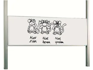 Schoolbord Enkelvlaksbord 120x400cm Verstelbaar Kolom Wit Emaille - 1