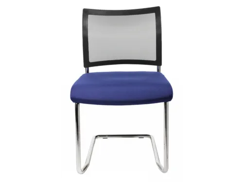Bezoekersstoel Zitting Blauw Stof Rug Netbekleding Zwart Sledeframe