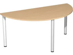 vergadertafel HxBxD 72x160x80cm halfrond Beuken 3voeten Alu Ronde buis