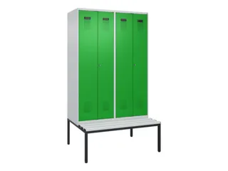locker met bank,voor scheiding van kleding,HxBxD 2120x1200x815mm,4vak - 2