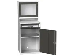 pc-kast monitorvak 1650x650x550mm toetsenbordblad RAL7035+RAL7016