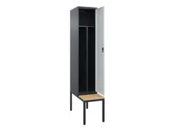 locker met bank,voor scheiding van kleding,HxBxD 2120x400x815mm,1vak