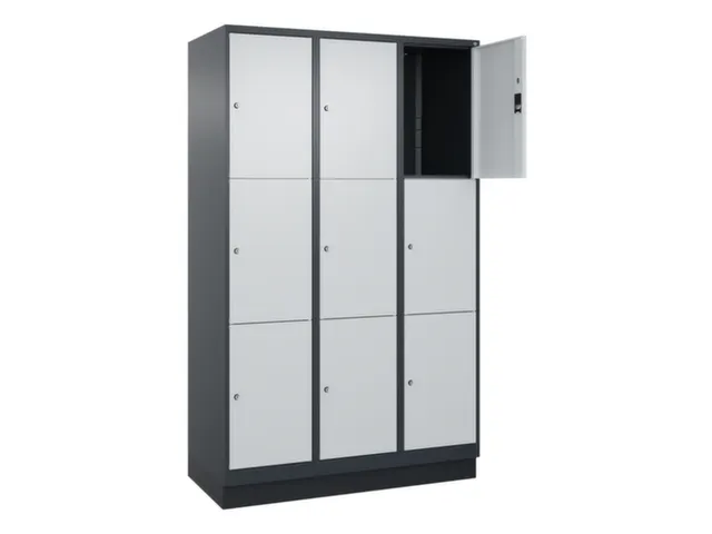lockerkast,HxBxD 1950x1200x500mm,3x3vakken,vak B 400mm,cil.-slot