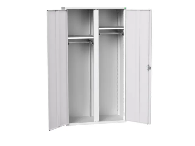 Lockerkast 2000x1050x550mm 2 vakken, dubbele vleugeldeur, RAL7035