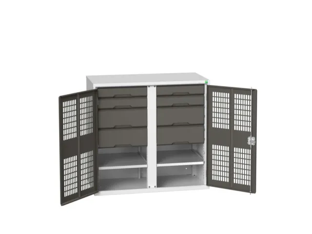 universele kast,HxBxD 1000x1050x550mm,2xStalen bodem,8lade(n)