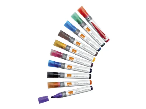 Viltstift Nobo whiteboard Liquid ink rond assorti 3mm 10st