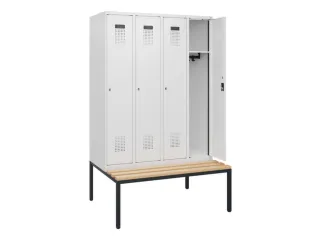 locker met bank,HxBxD 1950x1200x815mm,4vak,vak B 300mm,cilinderslot - 1
