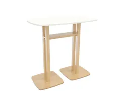 Tonvormige statafel Woody 110x114x75cm Wit Natuur 2 schotelvoeten