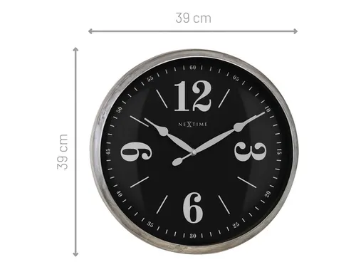 Landelijke wandklok - 39cm - Stille klok - Wit/ ZIlver - NeXtime "Clas