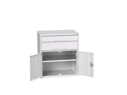 ladekast HxBxD 900x800x550mm 2laden 2deuren RAL7035 front RAL7035