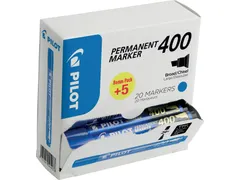 Pilot Permanent Marker 400 Brede Schuine punt Blauw 15+5 gratis