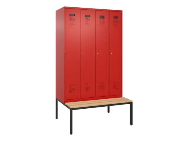 locker met bank,voor scheiding van kleding,HxBxD 2120x1200x815mm,4vak