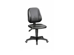 Werkplaatsstoel Zitting Kunstleer Zwart 440-620mmx460x470mm wielen