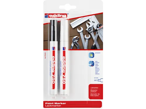 Viltstift Edding 750 Lak Rond 2-4Mm Zwart/wit