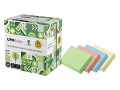 Sticky notes UPM recycled 50x40mm assorti blok 100 vel, doos 16x blok