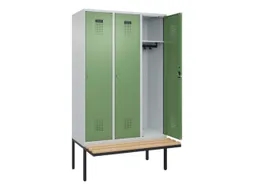 locker met bank,HxBxD 2120x1200x815mm,3vak,vak B 400mm,cilinderslot