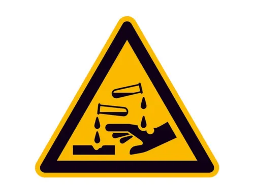 waarschuwingsbord,v. binnen/buiten,waarschuwing: bijtende stoffen,PVC