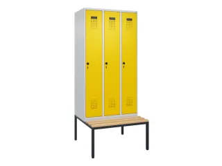 locker met bank,voor scheiding van kleding,HxBxD 2120x900x815mm,3vak - 2