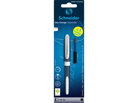 Rollerball Schneider One Change 0,6mm zwart + gratis inktpatroon