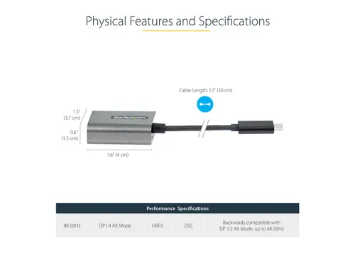 USB C naar DisplayPort Adapter - 8K/4K 60Hz USB-C naar DisplayPort 1.4