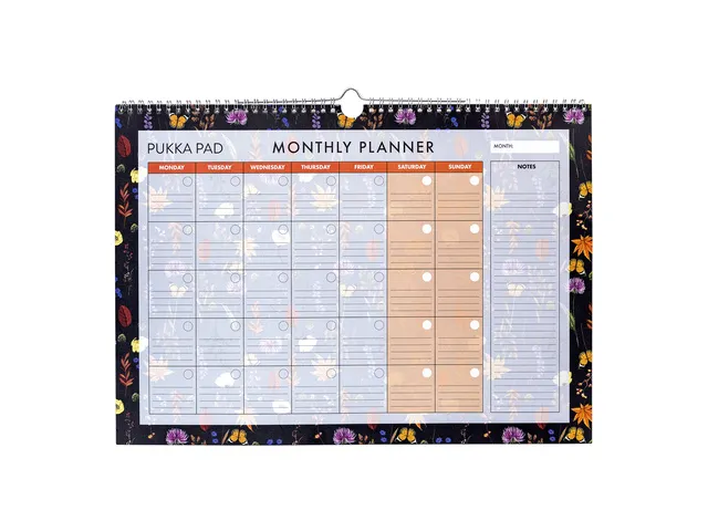 Maandplanner Pukka Pad Bloom 30x42cm ongedateerd zwart