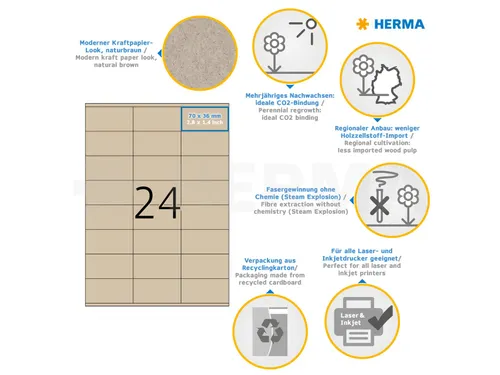 HERMA 10753 Silphie-papier Etiketten A4 70x36mm bruin 480 stuks