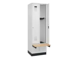 locker met bank,HxBxD 1950x600x815mm,2vak,vak B 300mm,cilinderslot
