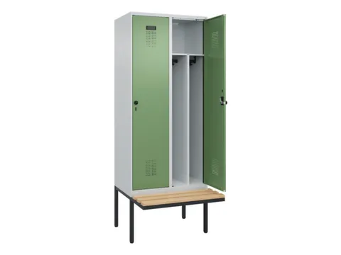 locker met bank,voor scheiding van kleding,HxBxD 2120x800x815mm,2vak