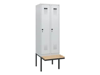 locker met bank,HxBxD 1950x600x815mm,2vak,vak B 300mm,draaigrendel - 2