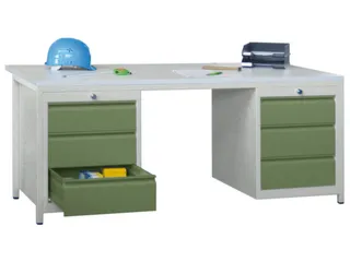 Werkplaatsbureau Bxdxh 1700x800x720mm 6laden Ral7035 Front Ral6011 - 1