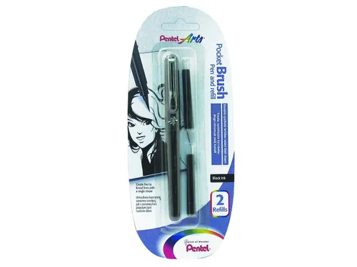 Pocketbrush Pentel XGFKP/FP10 zwart incl. 2 patronen