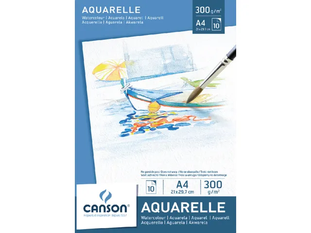 Aquarelpapier Canson Graduate Watercolour 20vel 250gr A4 natuurlijk wi