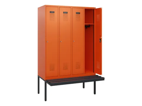 locker met bank,HxBxD 1950x1200x815mm,4vak,vak B 300mm,cilinderslot